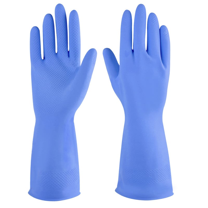 IUCGE Rubber cleaning gloves blue 3 Pairs for HouseholdReuseable dishwashing gloves for Kitchen3Medium